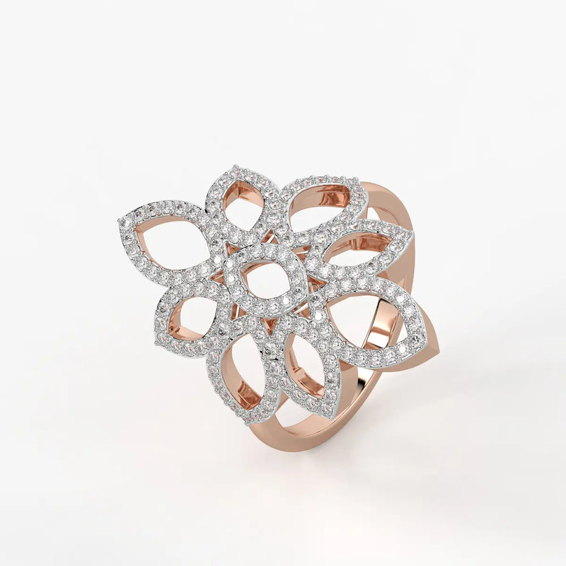 Floral Petal Cluster Ladies Ring