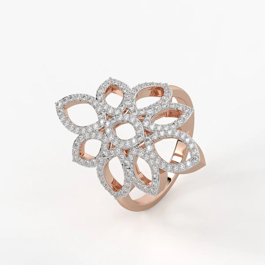 Floral Petal Cluster Ladies Ring