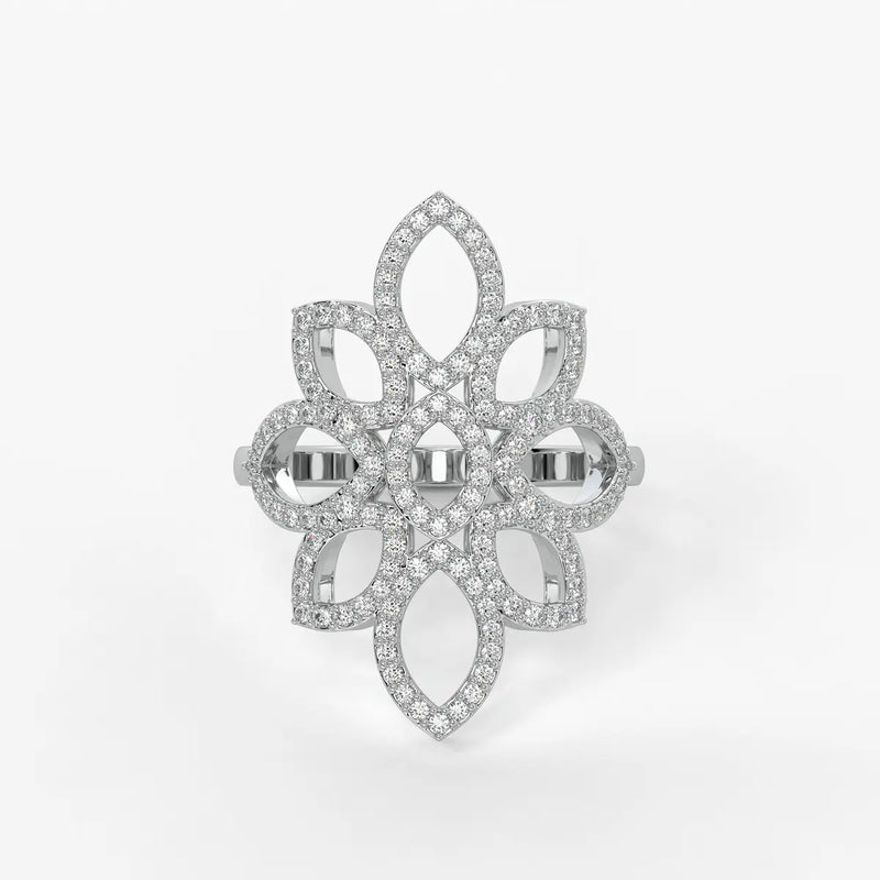 Floral Petal Cluster Ladies Ring
