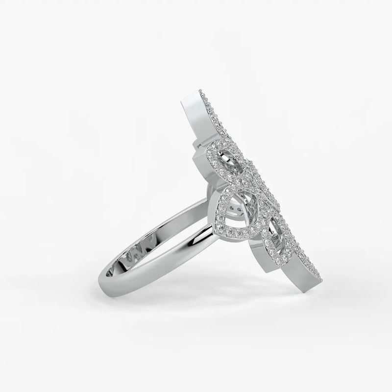 Floral Petal Cluster Ladies Ring