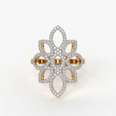 Floral Petal Cluster Ladies Ring
