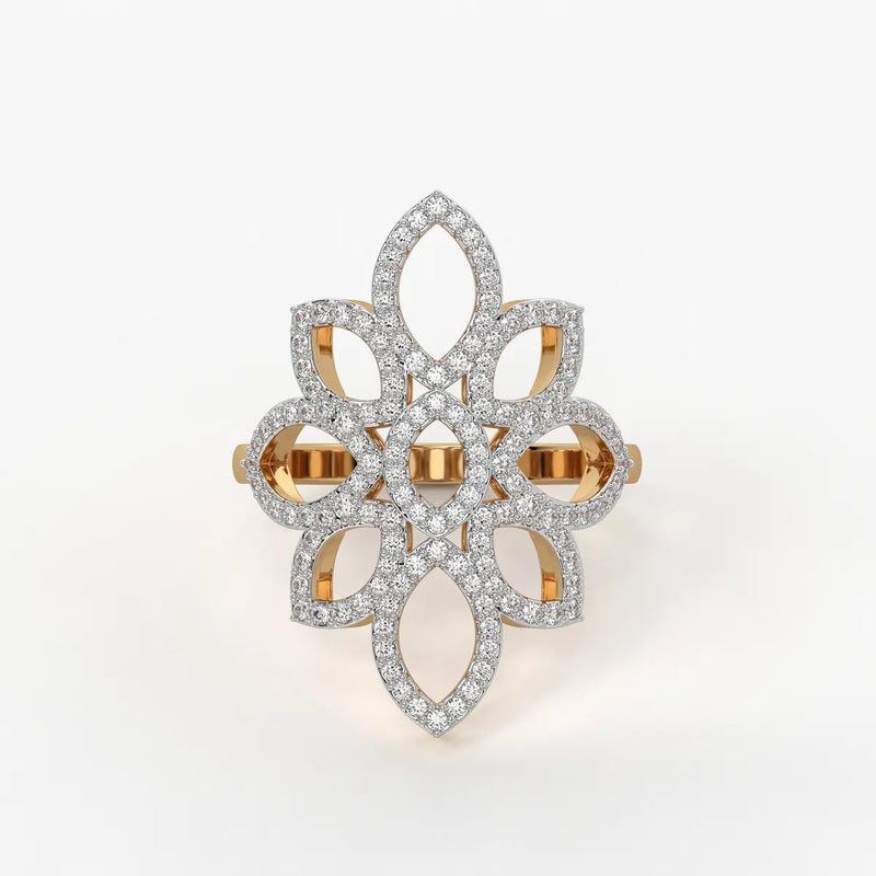 Floral Petal Cluster Ladies Ring