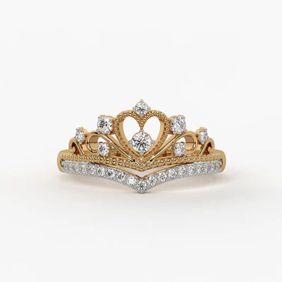 Crown Heart Halo Ladies Ring