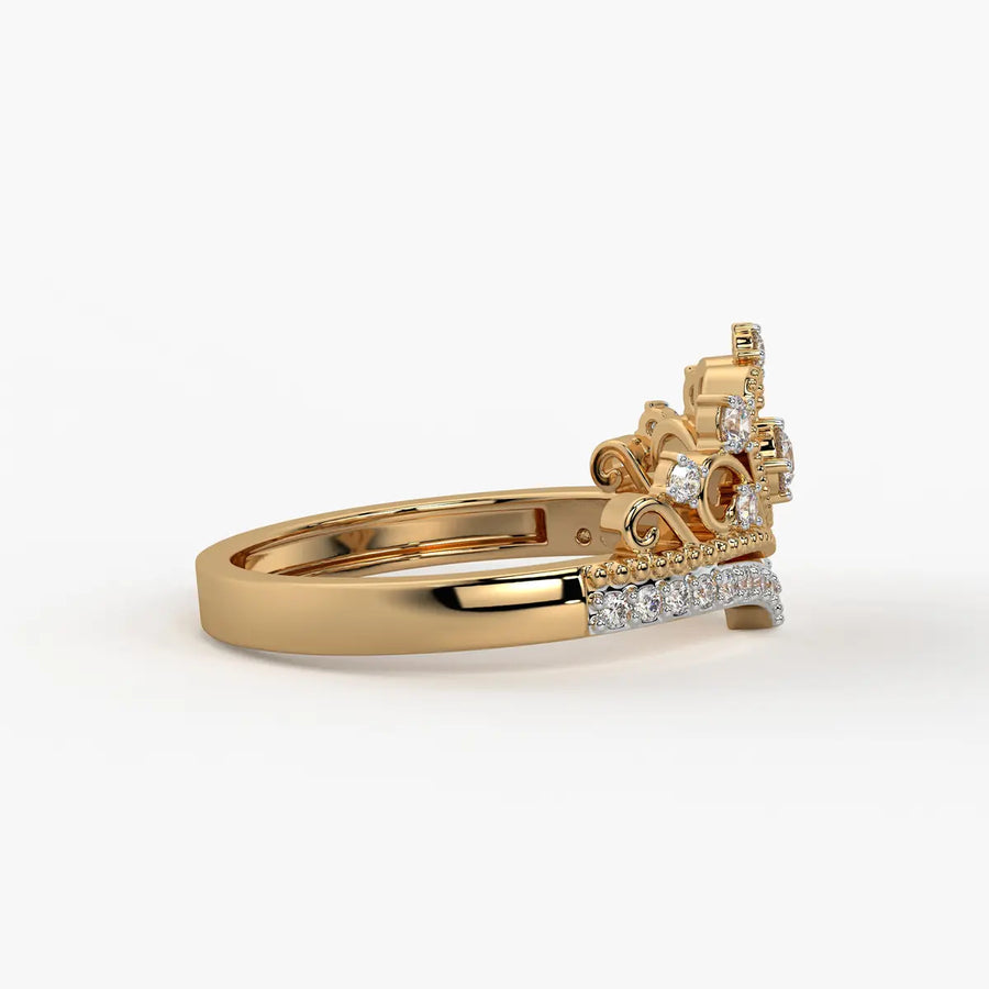 Crown Heart Halo Ladies Ring
