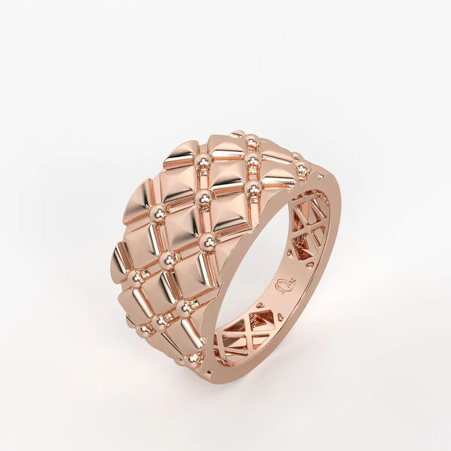 Geometric Quilt Statement Ladies Ring