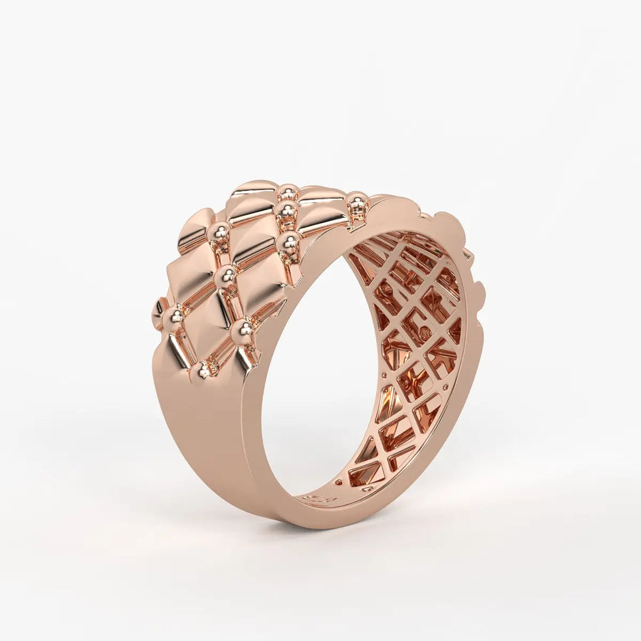 Geometric Quilt Statement Ladies Ring