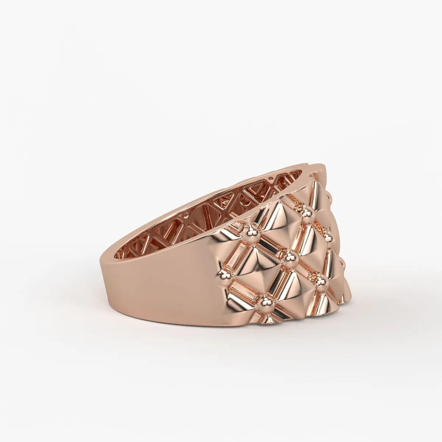 Geometric Quilt Statement Ladies Ring