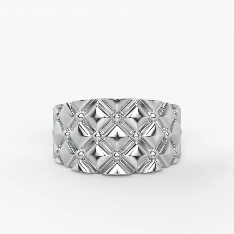 Geometric Quilt Statement Ladies Ring