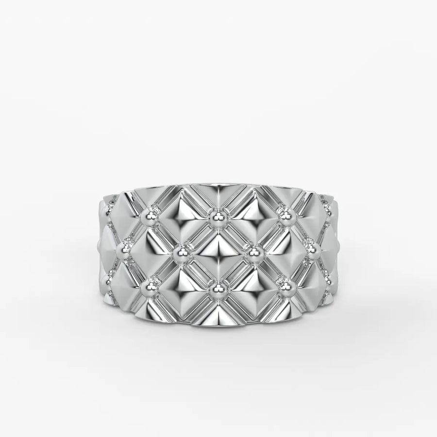 Geometric Quilt Statement Ladies Ring