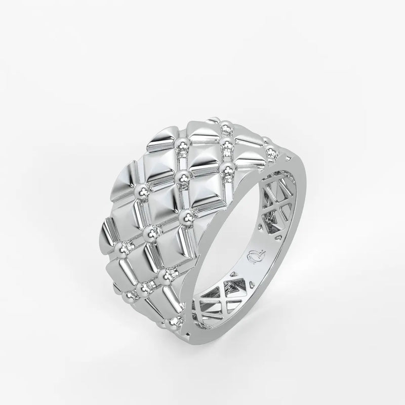 Geometric Quilt Statement Ladies Ring