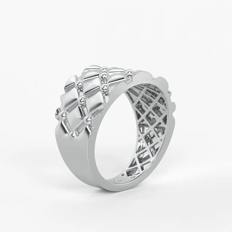 Geometric Quilt Statement Ladies Ring