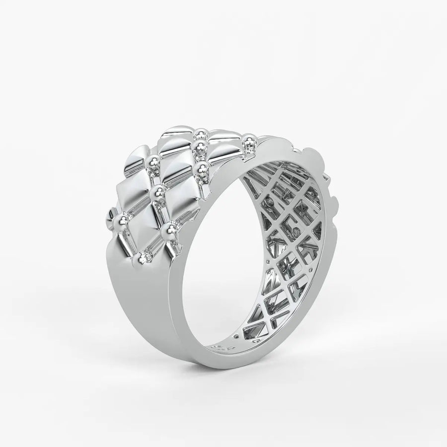 Geometric Quilt Statement Ladies Ring