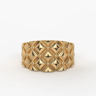 Geometric Quilt Statement Ladies Ring