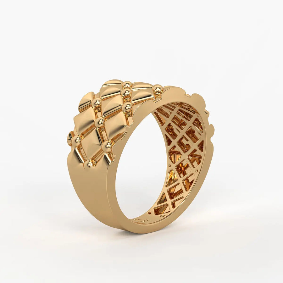 Geometric Quilt Statement Ladies Ring