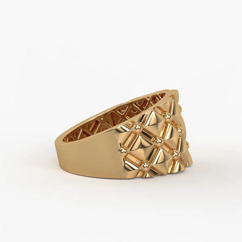 Geometric Quilt Statement Ladies Ring