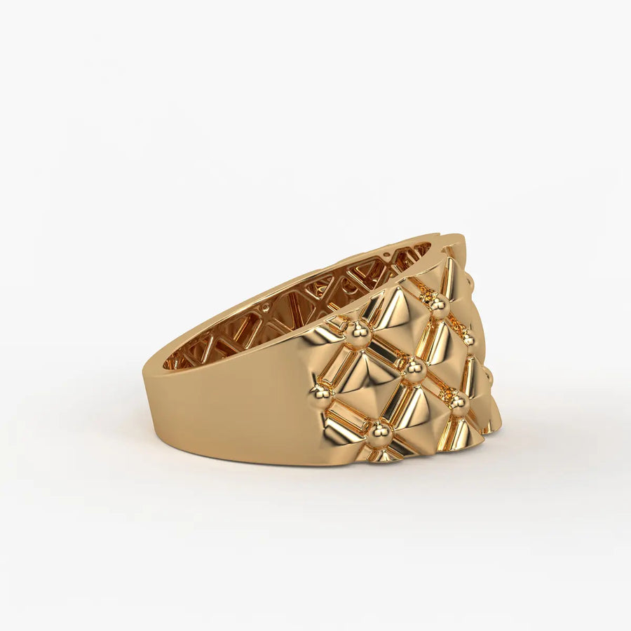 Geometric Quilt Statement Ladies Ring