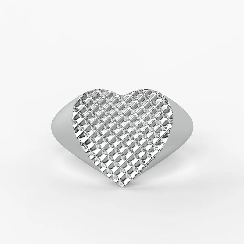 Avelisse Textured Heart Signet Ring