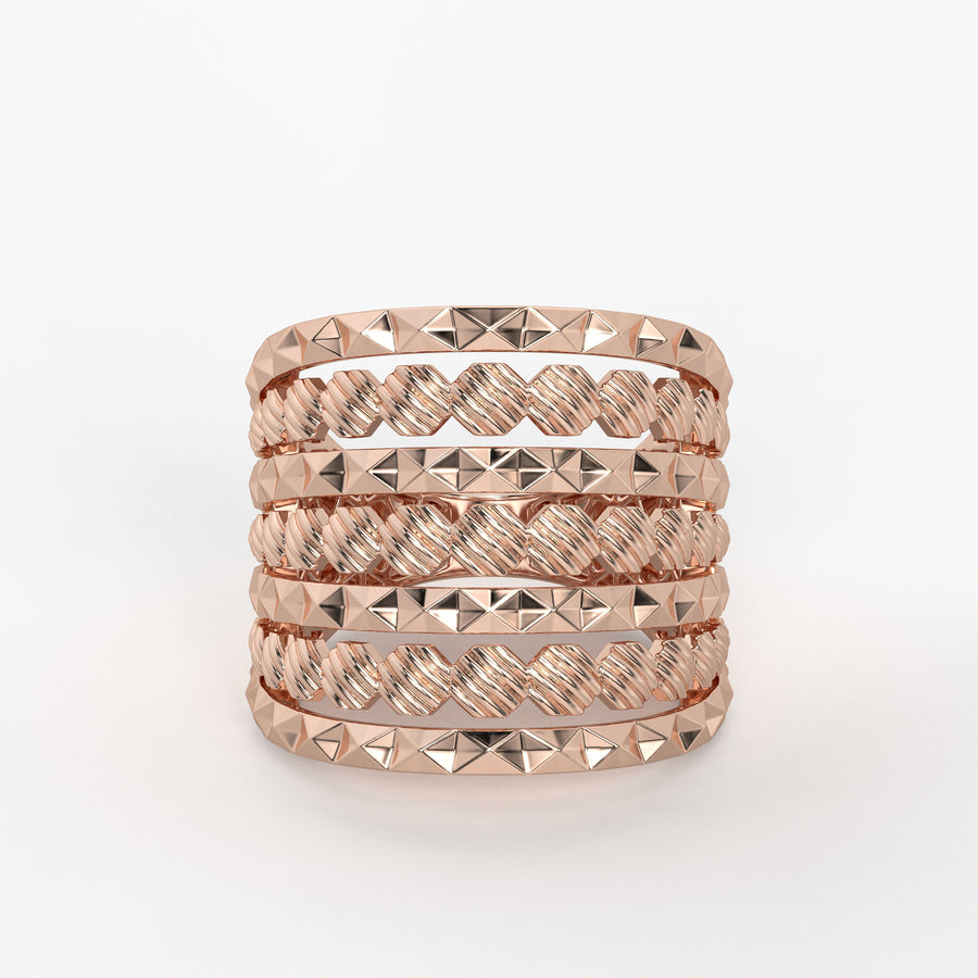 Rivet Stack Statement Ladies Ring