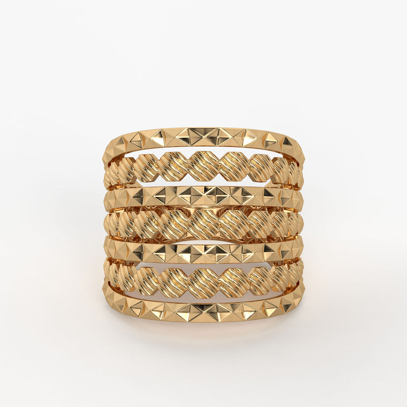Rivet Stack Statement Ladies Ring