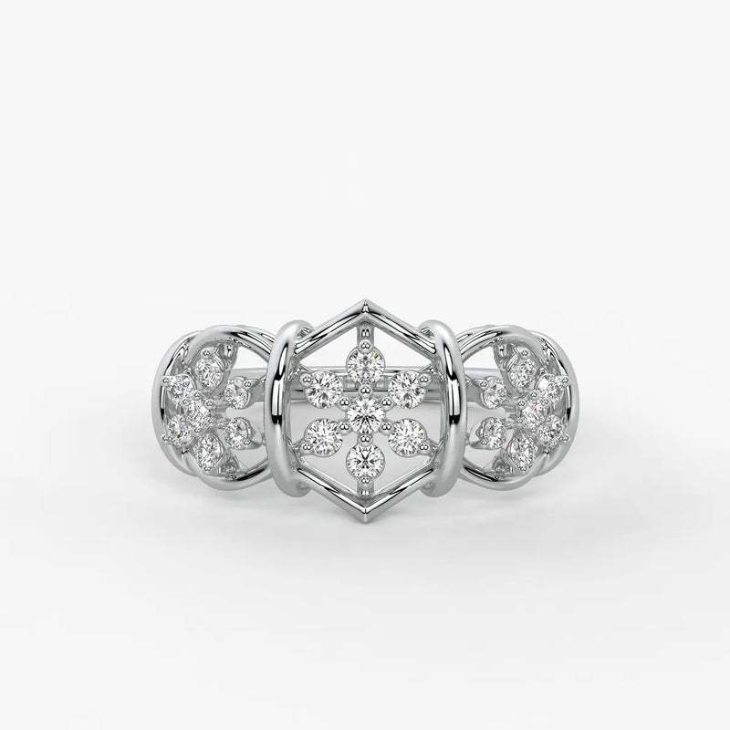 Celestara Floral Halo Statement Ring