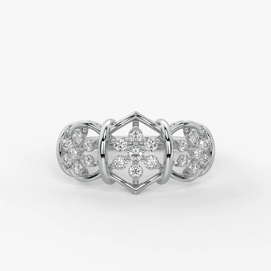 Celestara Floral Halo Statement Ring