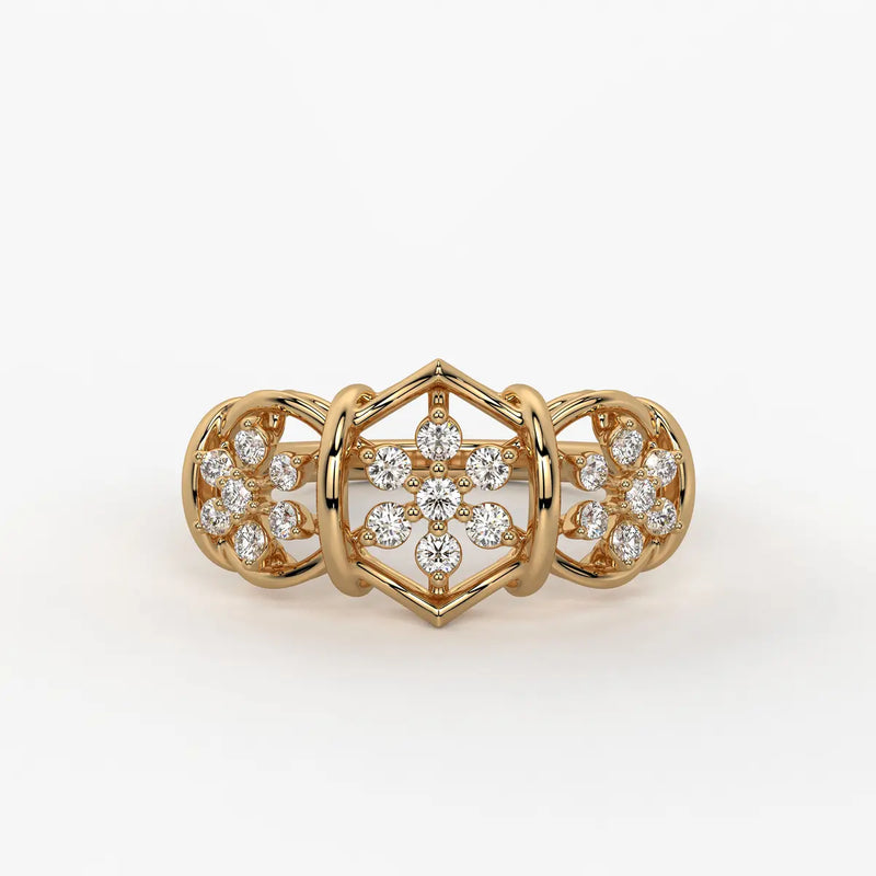 Celestara Floral Halo Statement Ring