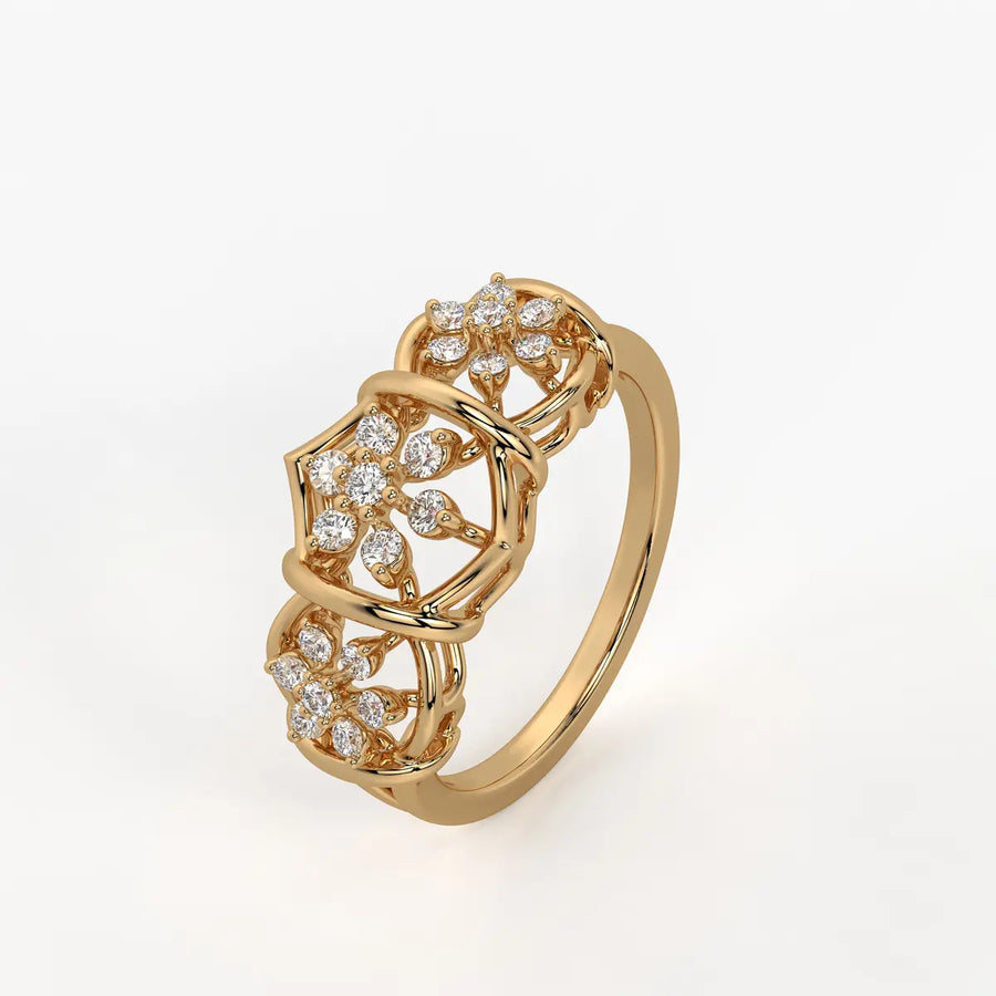 Celestara Floral Halo Statement Ring