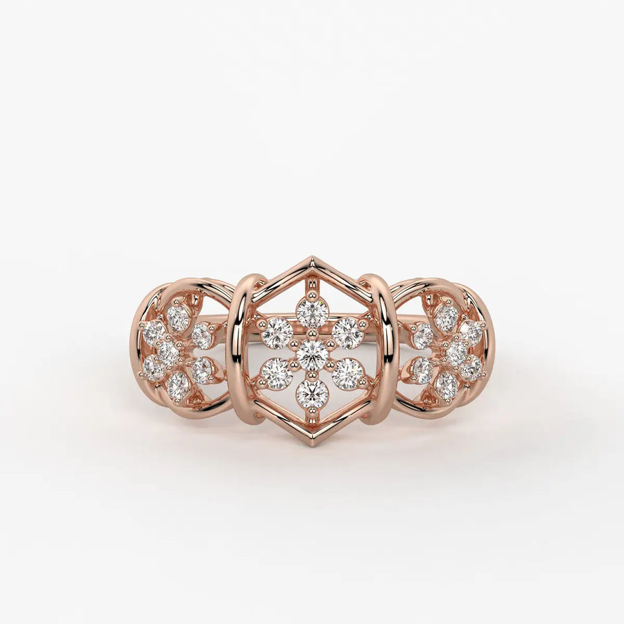 Celestara Floral Halo Statement Ring