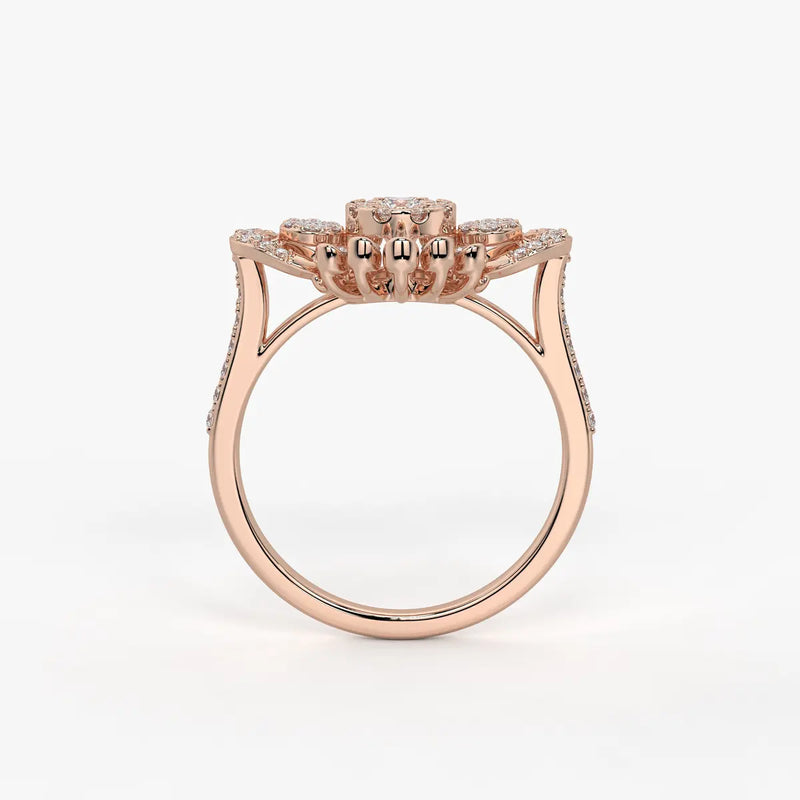 Solviera Radiant Halo Bloom Diamond Ring
