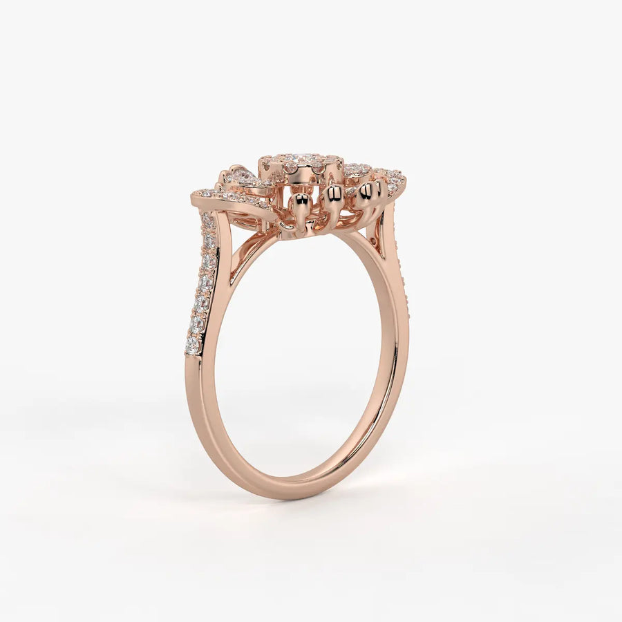 Solviera Radiant Halo Bloom Diamond Ring