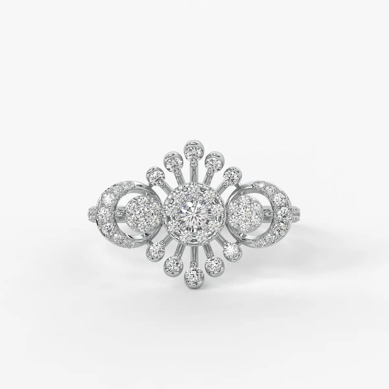 Solviera Radiant Halo Bloom Diamond Ring
