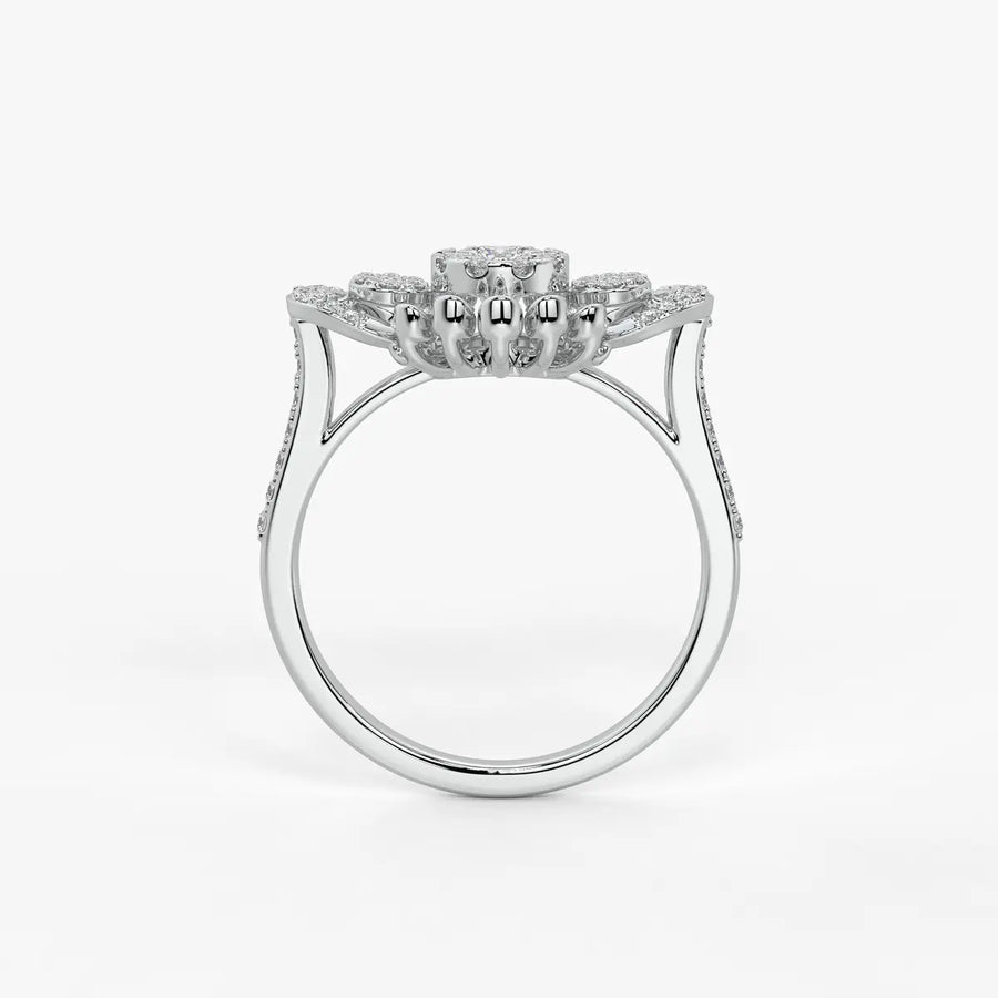 Solviera Radiant Halo Bloom Diamond Ring