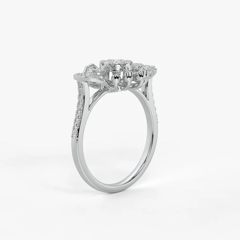 Solviera Radiant Halo Bloom Diamond Ring
