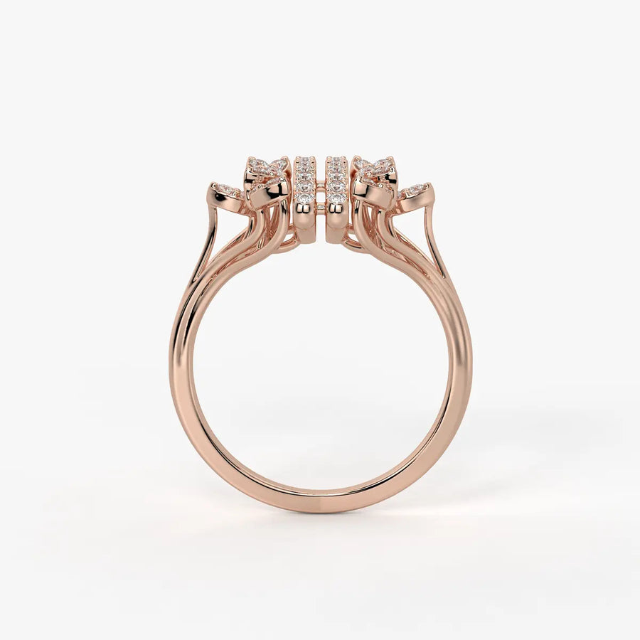 Auravelle Twin Line Petal Spark Ring