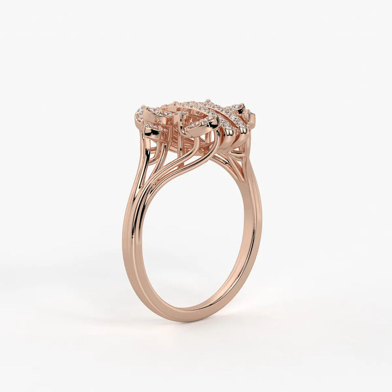 Auravelle Twin Line Petal Spark Ring