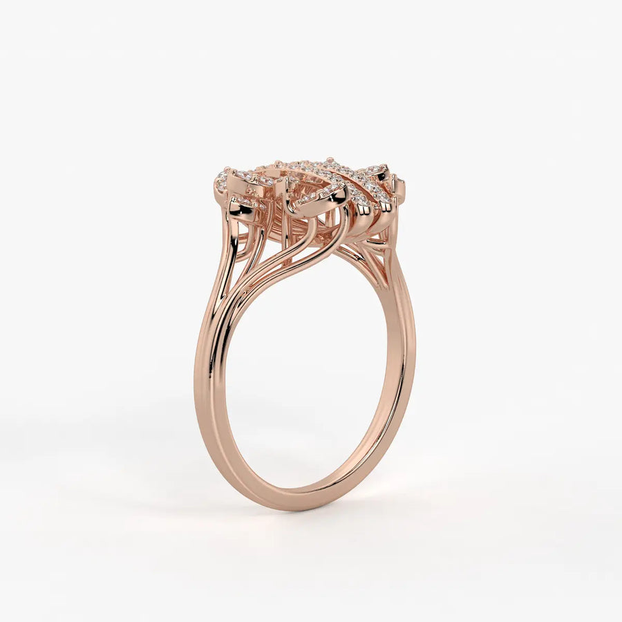 Auravelle Twin Line Petal Spark Ring