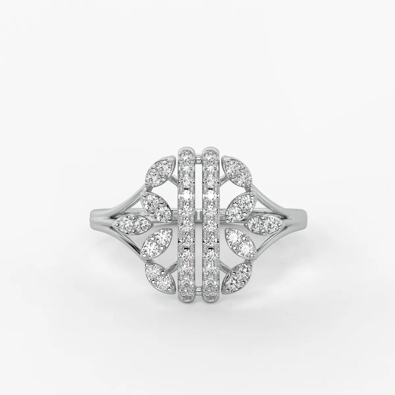 Auravelle Twin Line Petal Spark Ring