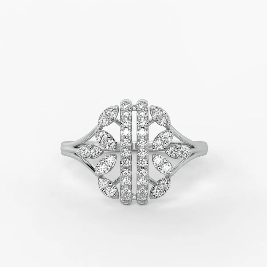 Auravelle Twin Line Petal Spark Ring