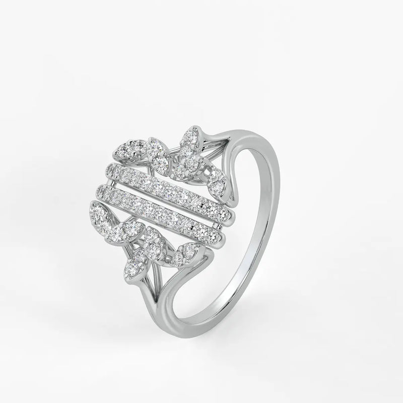 Auravelle Twin Line Petal Spark Ring