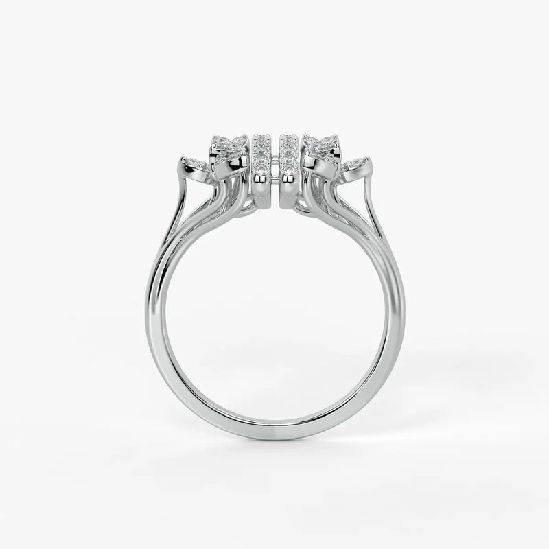 Auravelle Twin Line Petal Spark Ring