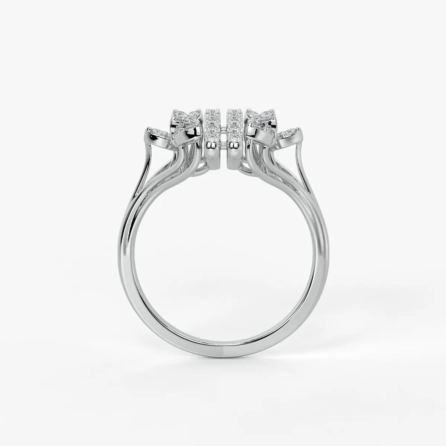 Auravelle Twin Line Petal Spark Ring
