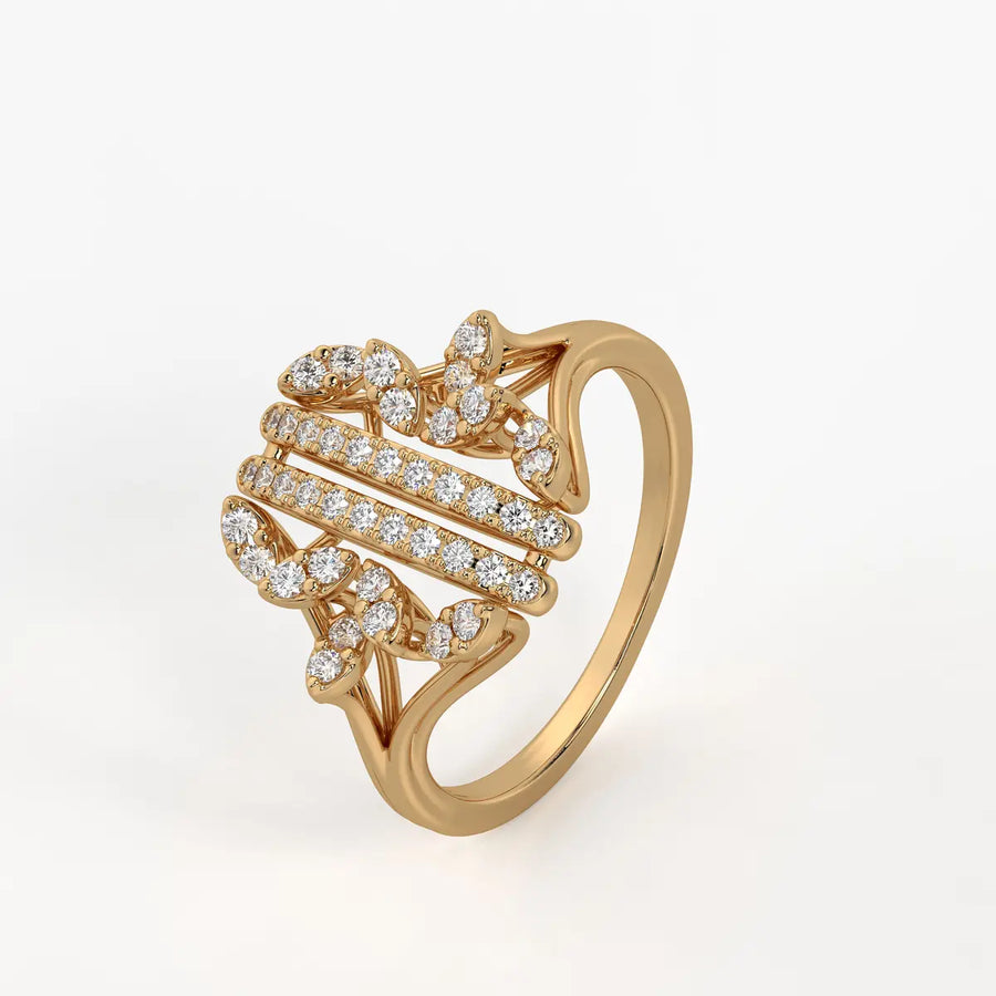 Auravelle Twin Line Petal Spark Ring