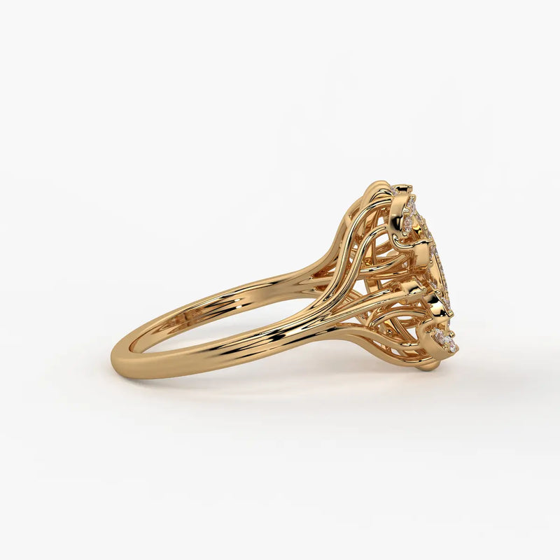Auravelle Twin Line Petal Spark Ring