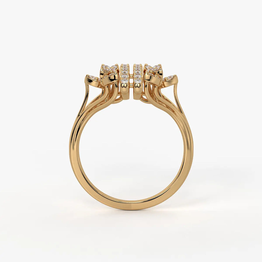 Auravelle Twin Line Petal Spark Ring