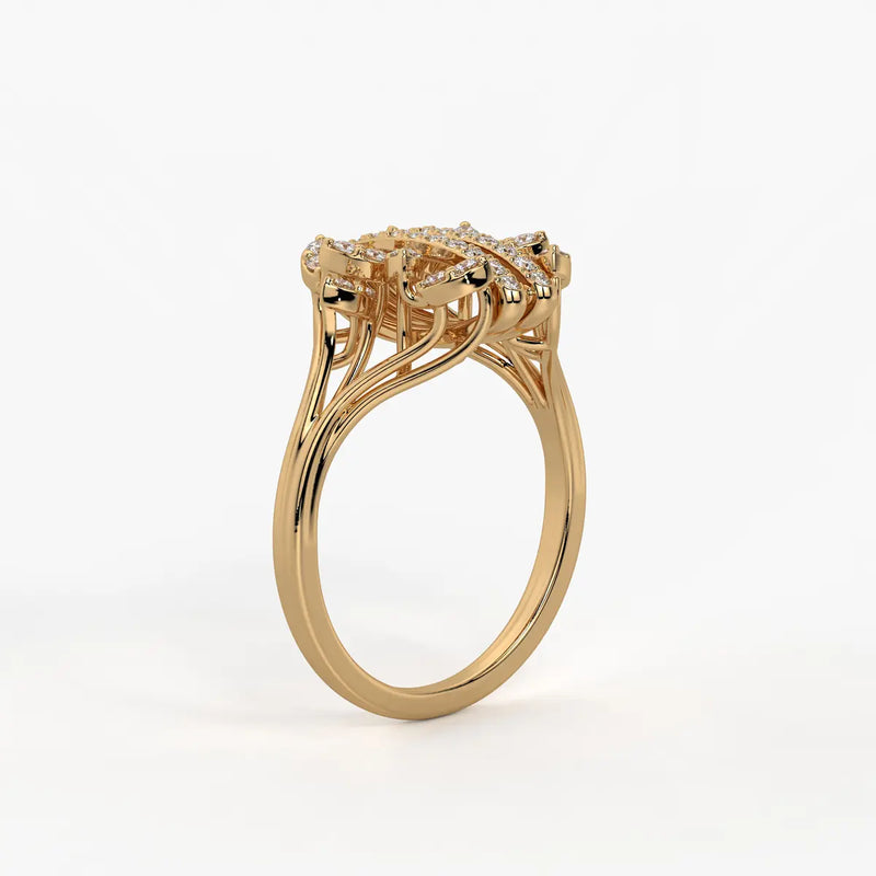Auravelle Twin Line Petal Spark Ring