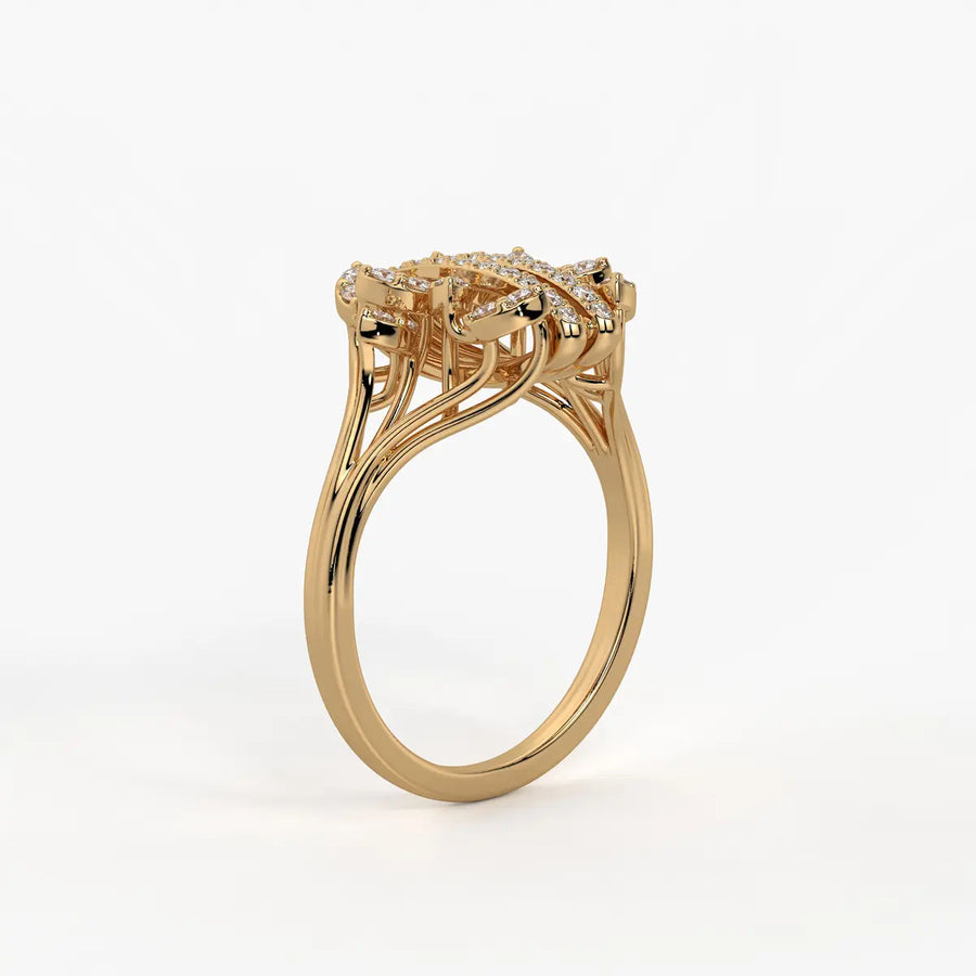 Auravelle Twin Line Petal Spark Ring