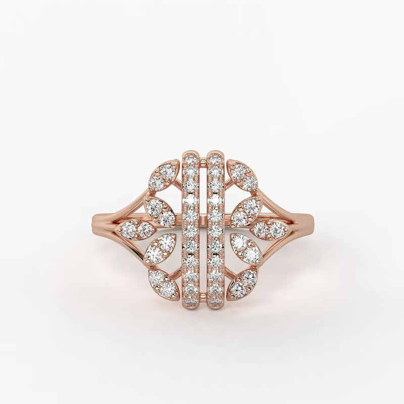 Auravelle Twin Line Petal Spark Ring