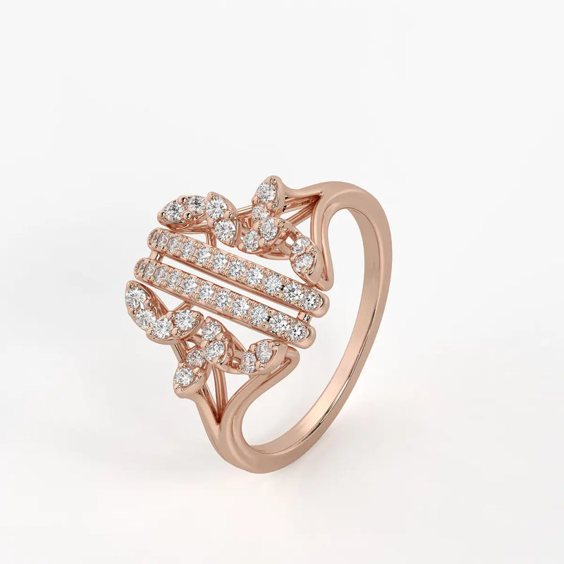 Auravelle Twin Line Petal Spark Ring