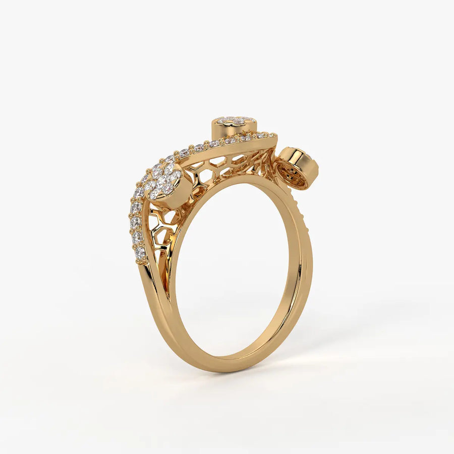 Ziya Floral Swirl Wave Ring