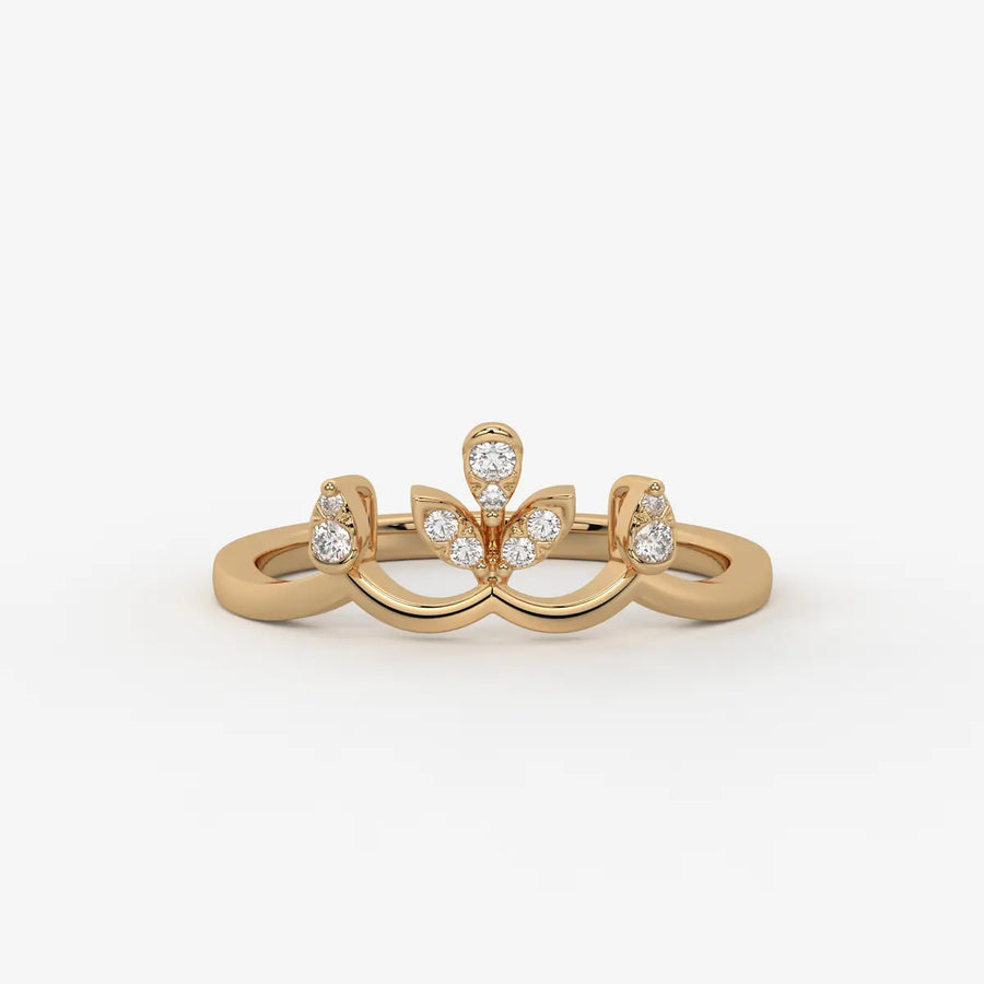 Aurvielle Diamond Lotus Crest Ring